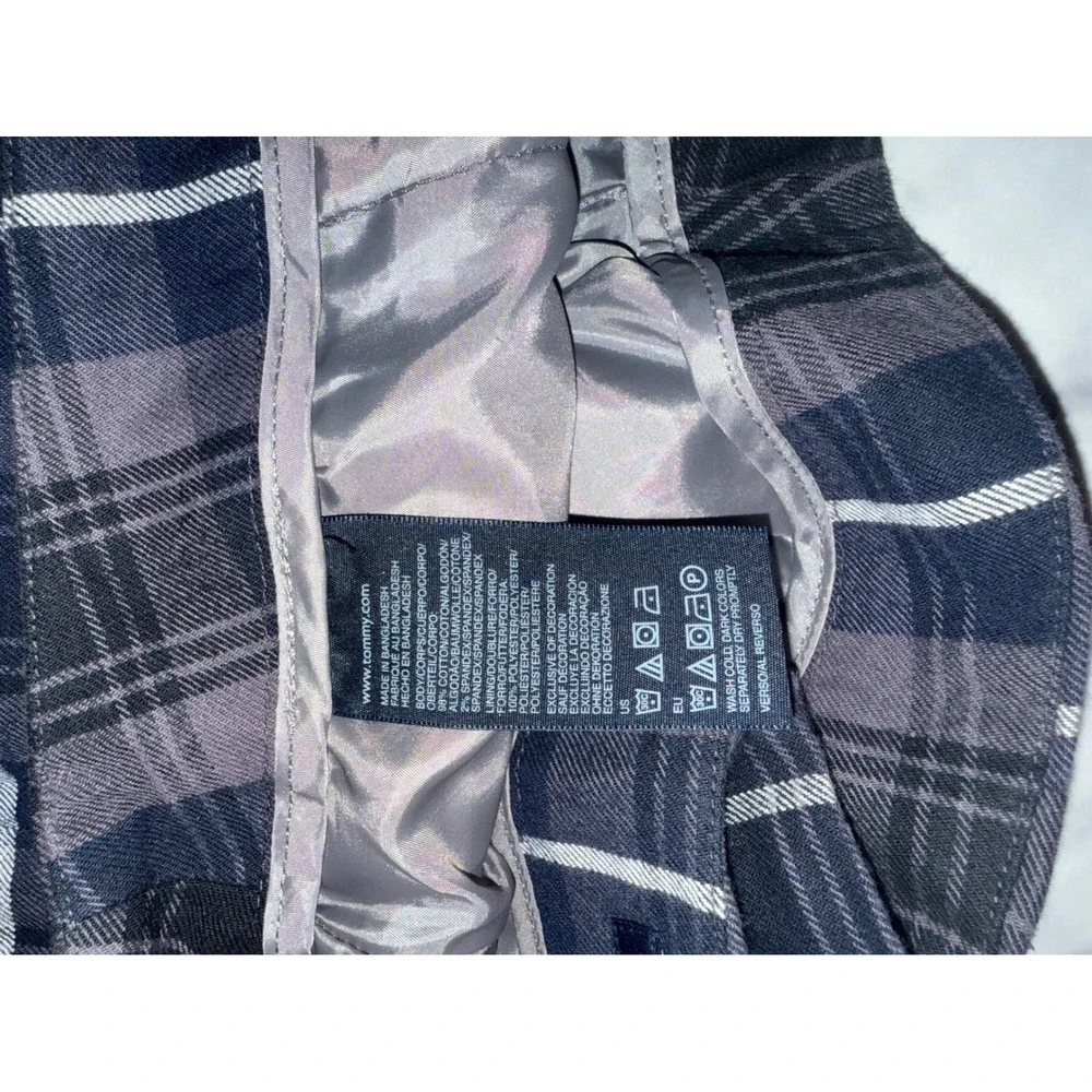 Tommy Hilfiger Women Plaid Mini Skirt Charcoal Gray White Blue‎ Size 10